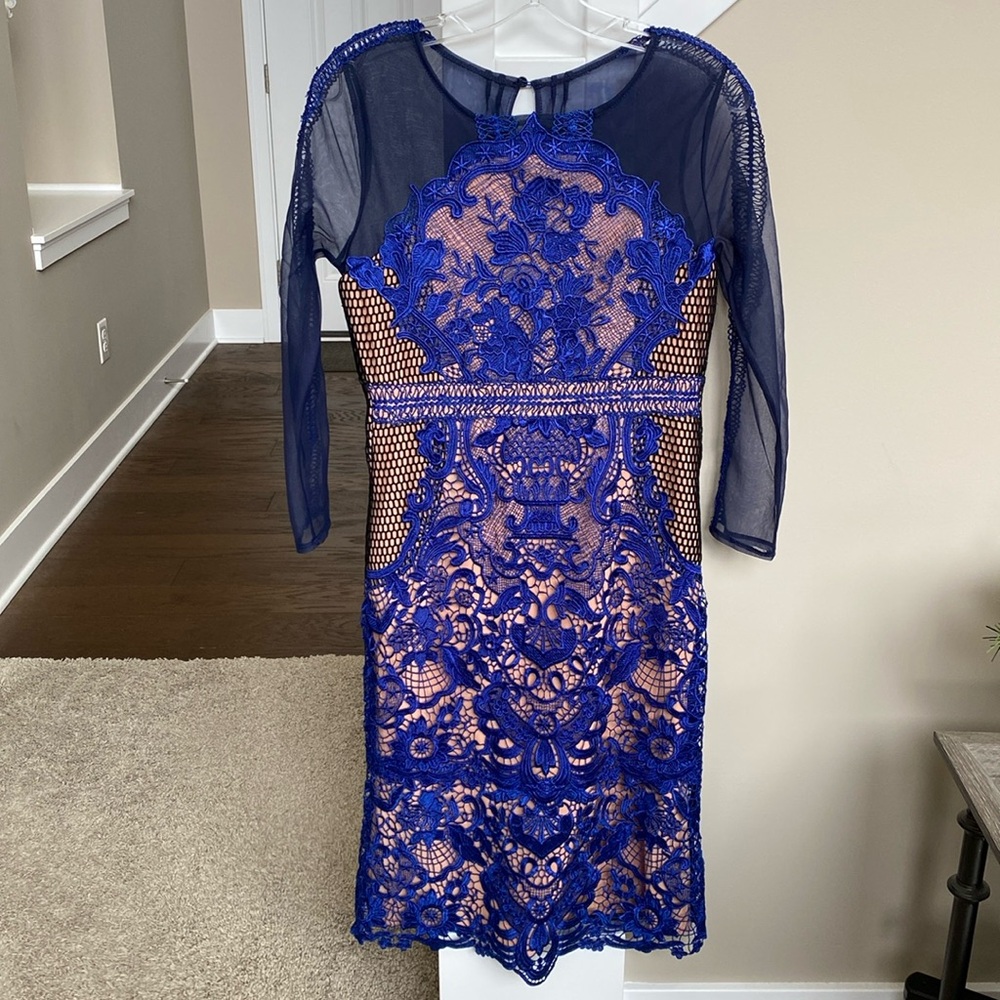 Mixed media lace and mesh dress